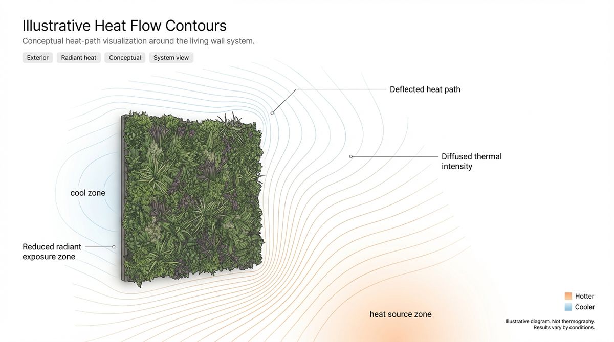 Heat flow artificial living wall